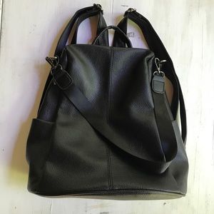 Black leather backpack